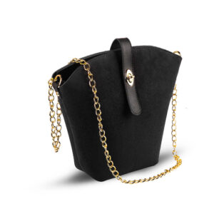 Suede Chain Crossbody Bucket Bag