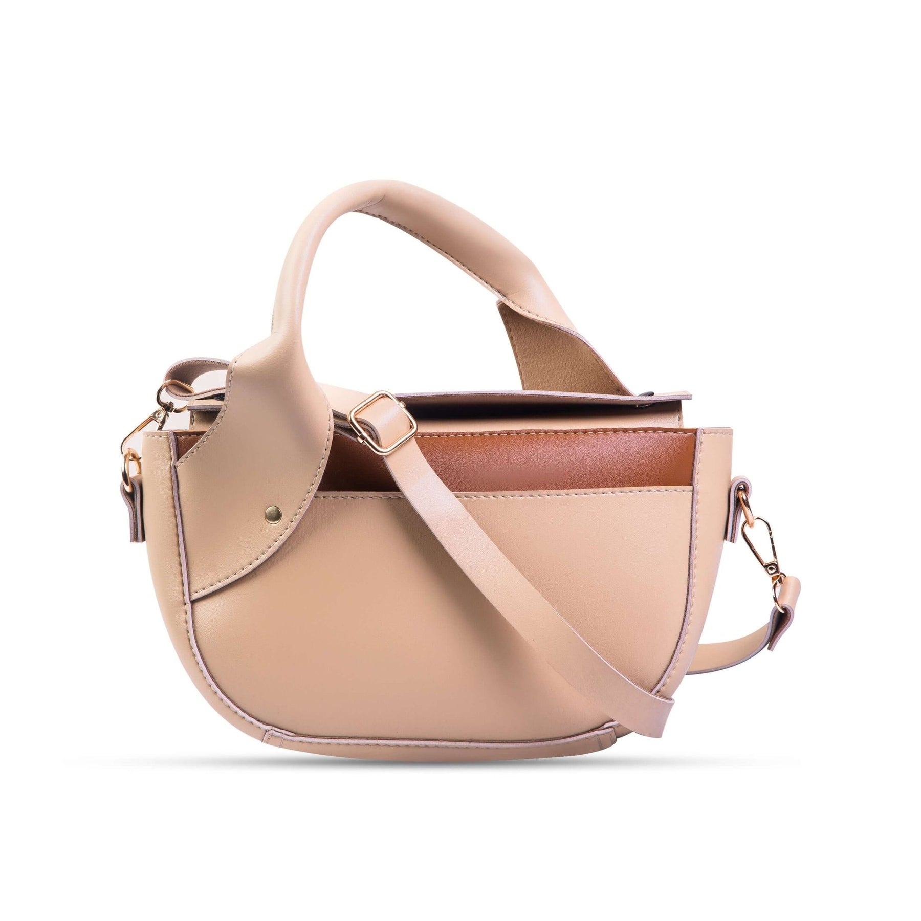 Two-Tone Sculpted Shoulder Crossbody Bag